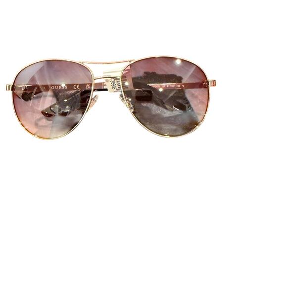 Guess Womens Aviator Sunglasses Gold Frame Gradient Brown Lens w/ Case Y2K Trend - Picture 7 of 7